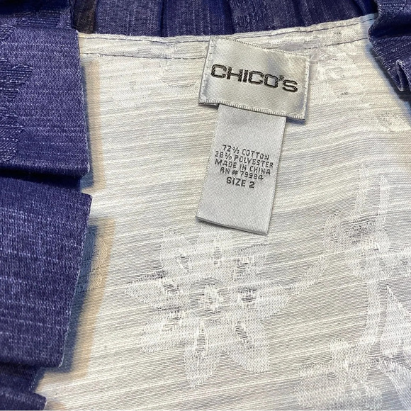 Chicos Chambray Blazer Jacket Open Front - Picture 6 of 7